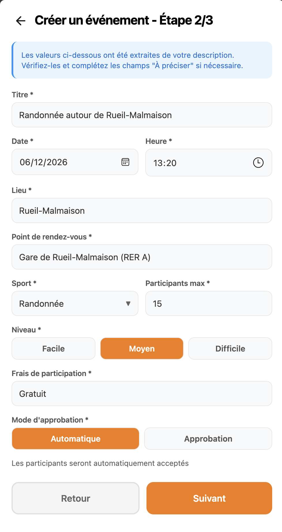 Créer un événement